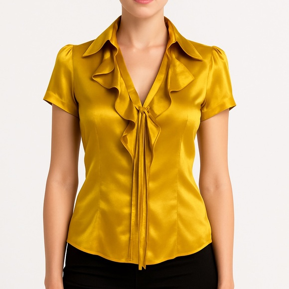 BCBGMAXAZRIA Silk Ruffle Top XXS - Picture 1 of 8